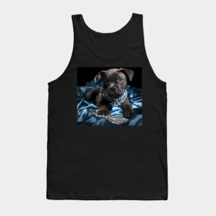 Jewelled Blue Nose Staffy Puppy Tank Top